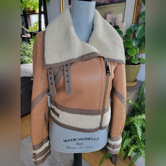 Burberry Blue Label Shearling Aviator Jacket - Picture 1 of 16